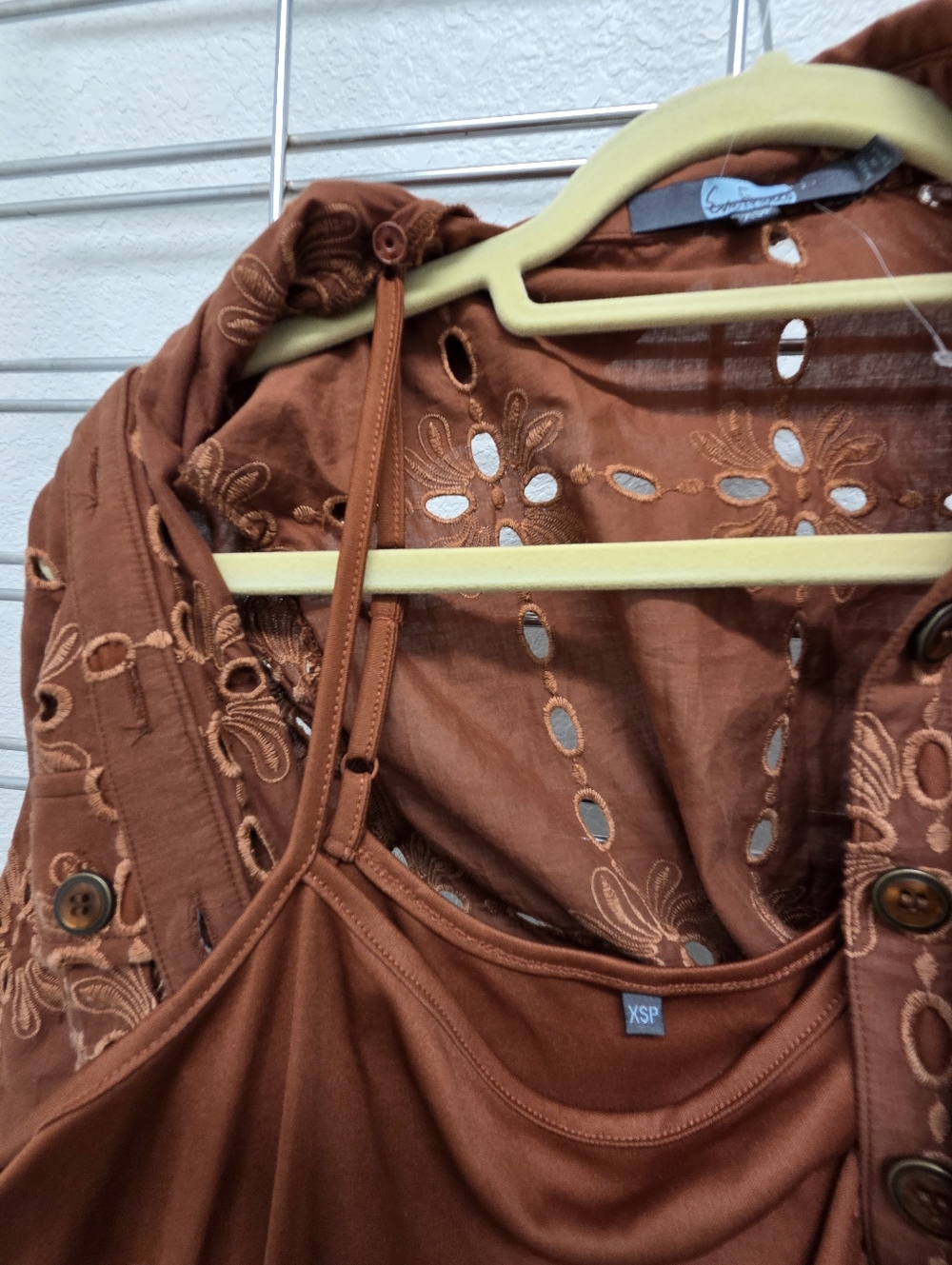 Eva Franco Rust Eyelet Button-Tier Dress - Picture 8 of 11
